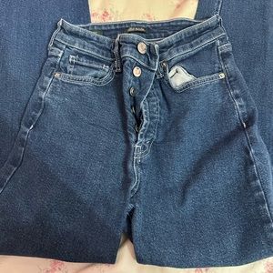 dark blue straight jeans